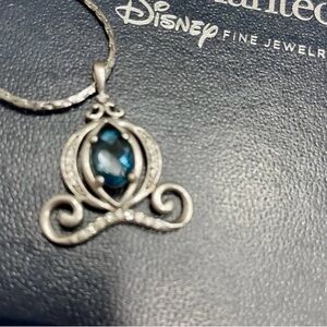 Enchanted Disney fine jewelry Cinderella pendant with London blue topaz